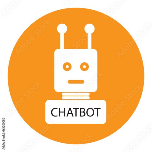 chatbot vector icon on orange and white background