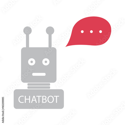 chatbot with red speech bubble on white background