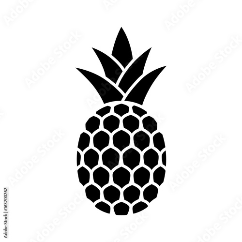 Pineapple tropical fruit with leaves flat vector icon for food apps and websites