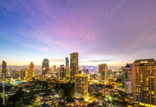 cityscape of Bangkok city at night    landscape Thailand