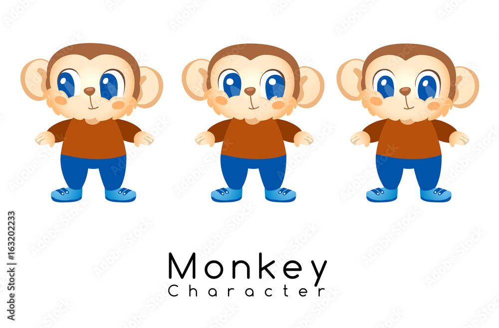 Cute Monkey Mascot on White Background : Vector Illustration Cute Monkey Mascot on White Background : Vector Illustration