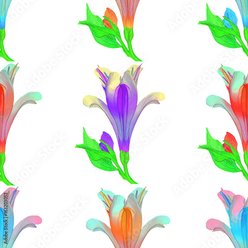 Alstroemeria. Seamless pattern texture of flowers. Floral background  photo collage