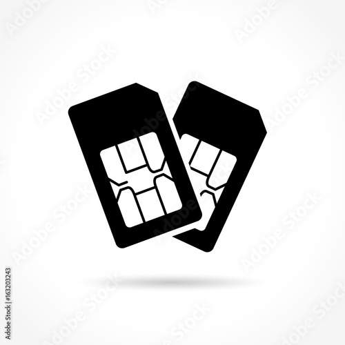 dual sim card icon on white background