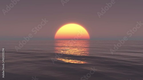 4k Big Sun Rise Over Ocean,Sunrise Time Lapse. photo