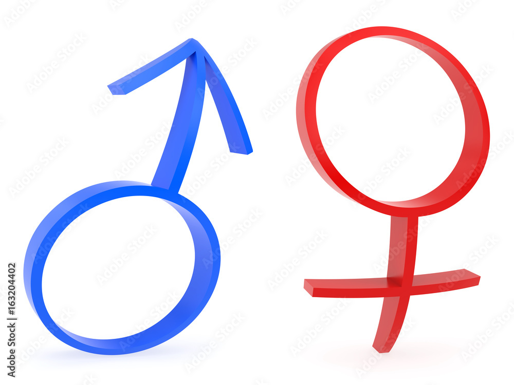 Curved male and female gender symbols Curved male and female gender symbols