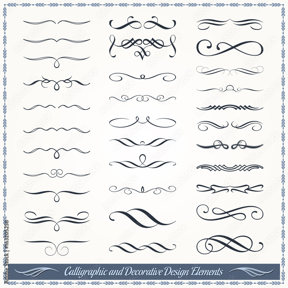 Calligraphic and Decorative Design Patterns Collection - obrazy, fototapety, plakaty 