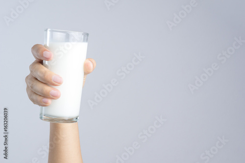 Hand holding a Glass of fresh milk
