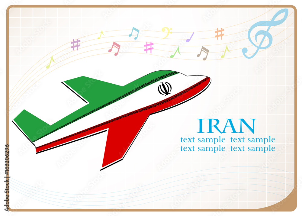 Fototapeta premium plane icon made from the flag of Iran