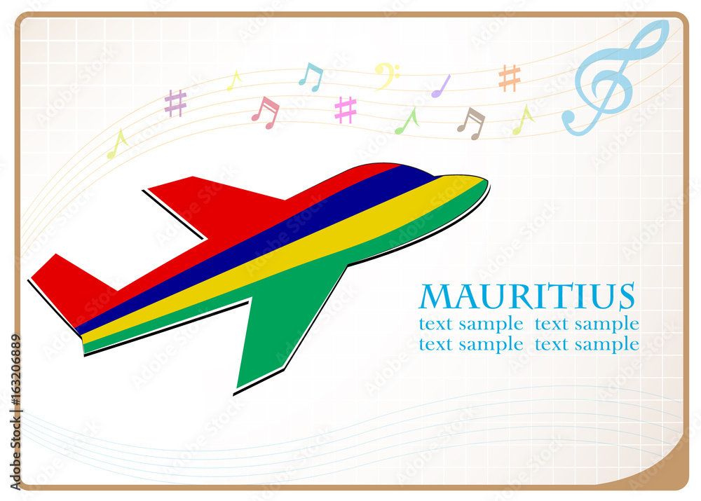 Fototapeta premium plane icon made from the flag of Mauritius