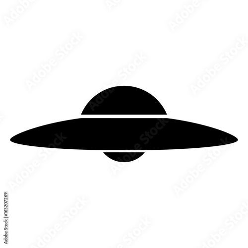 UFO. Flying saucer the black color icon .