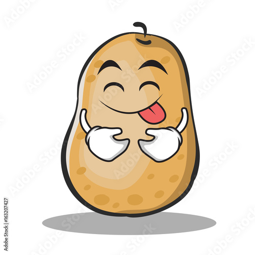 Tongue out potato character cartoon style