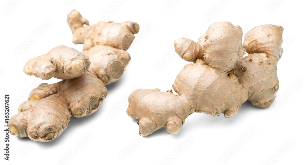 ginger isolated on the white background, (large depth of field, taken with tilt shift lens)