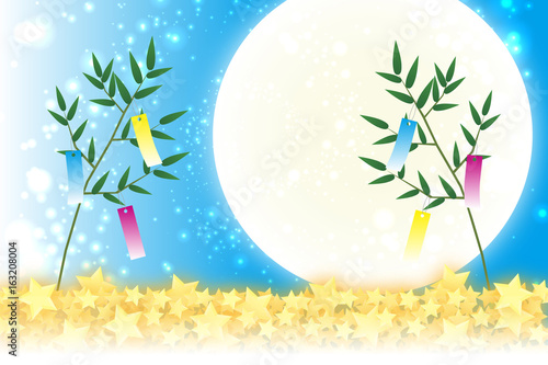 背景素材壁紙,七夕飾り,祭り,伝統,短冊,笹の葉,初夏,星屑,天の川