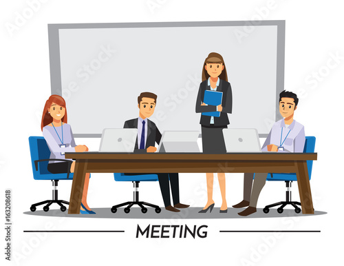 Business People Having Board Meeting,Vector illustration cartoon character