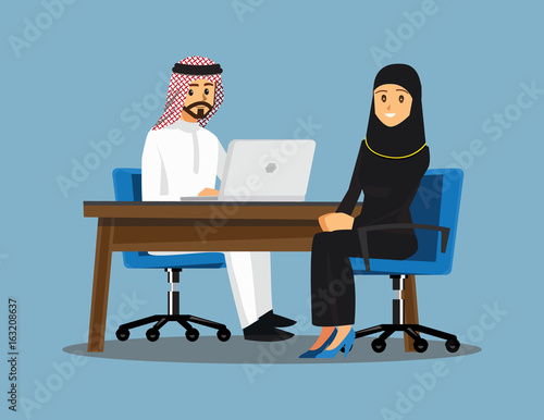 Arabian Business People teamwork ,Vector illustration cartoon character.