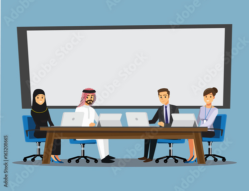 Business People Having Board Meeting,Vector illustration cartoon character