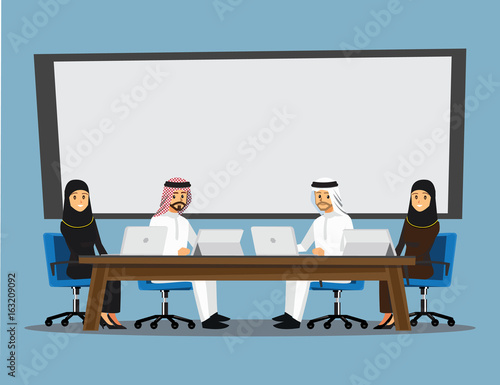 Business People Having Board Meeting,Vector illustration cartoon character