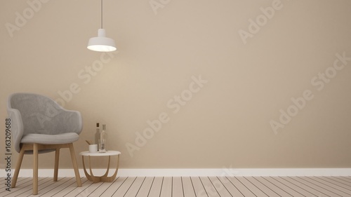Fototapeta Naklejka Na Ścianę i Meble -  3D interior rendering living space and wall decoration in hotel
