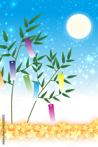 背景素材壁紙,七夕飾り,祭り,伝統,短冊,笹の葉,初夏,星屑,天の川,