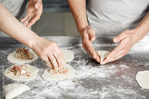 the Baker forms his own hands the billet of dough for baking