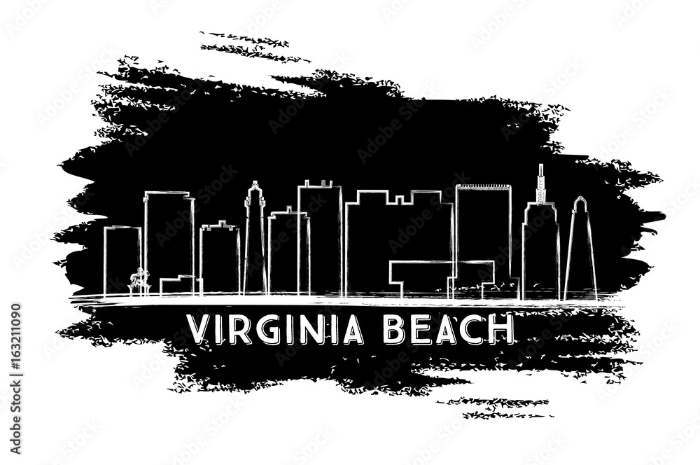 Virginia Beach Skyline Silhouette. Hand Drawn Sketch.