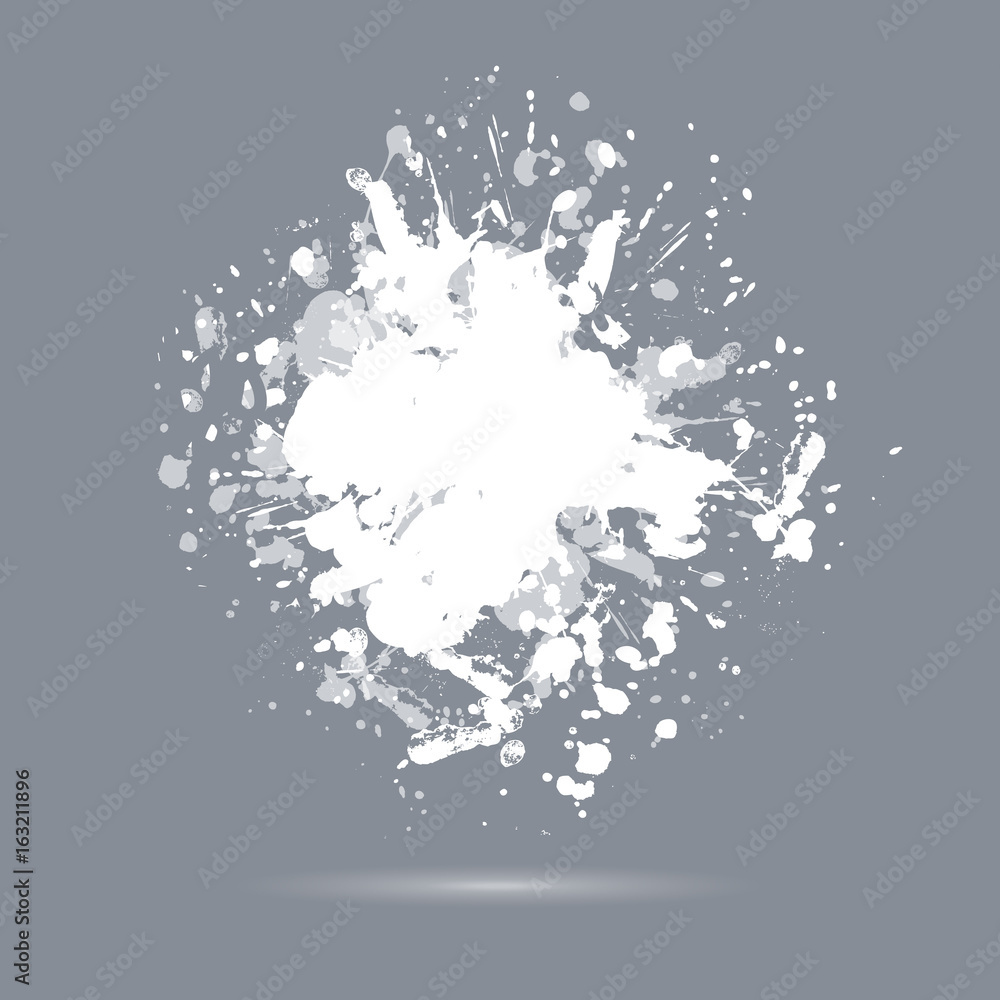 Vector abstract background with big splash. Grunge Vector Illustration. Splatter template. Paint set for design use. Ink spot
