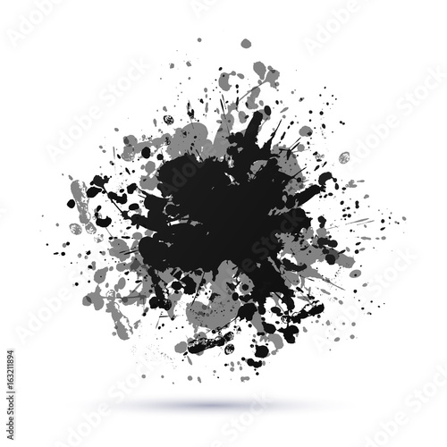 Vector abstract background with big splash. Grunge Vector Illustration. Splatter template. Paint set for design use. Ink spot