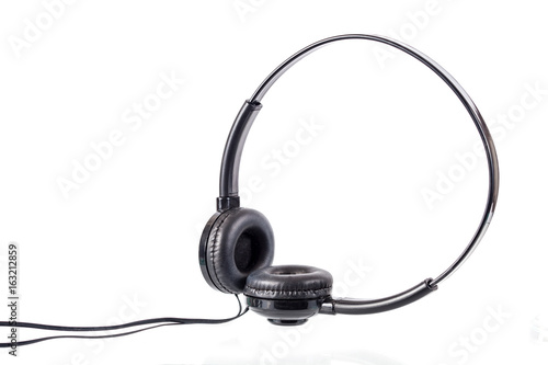 modren black studio audio headphone for music equipment on white background