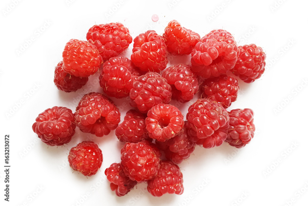 fresh raspberry - red sweet berries on white background fresh raspberry - red sweet berries on white background