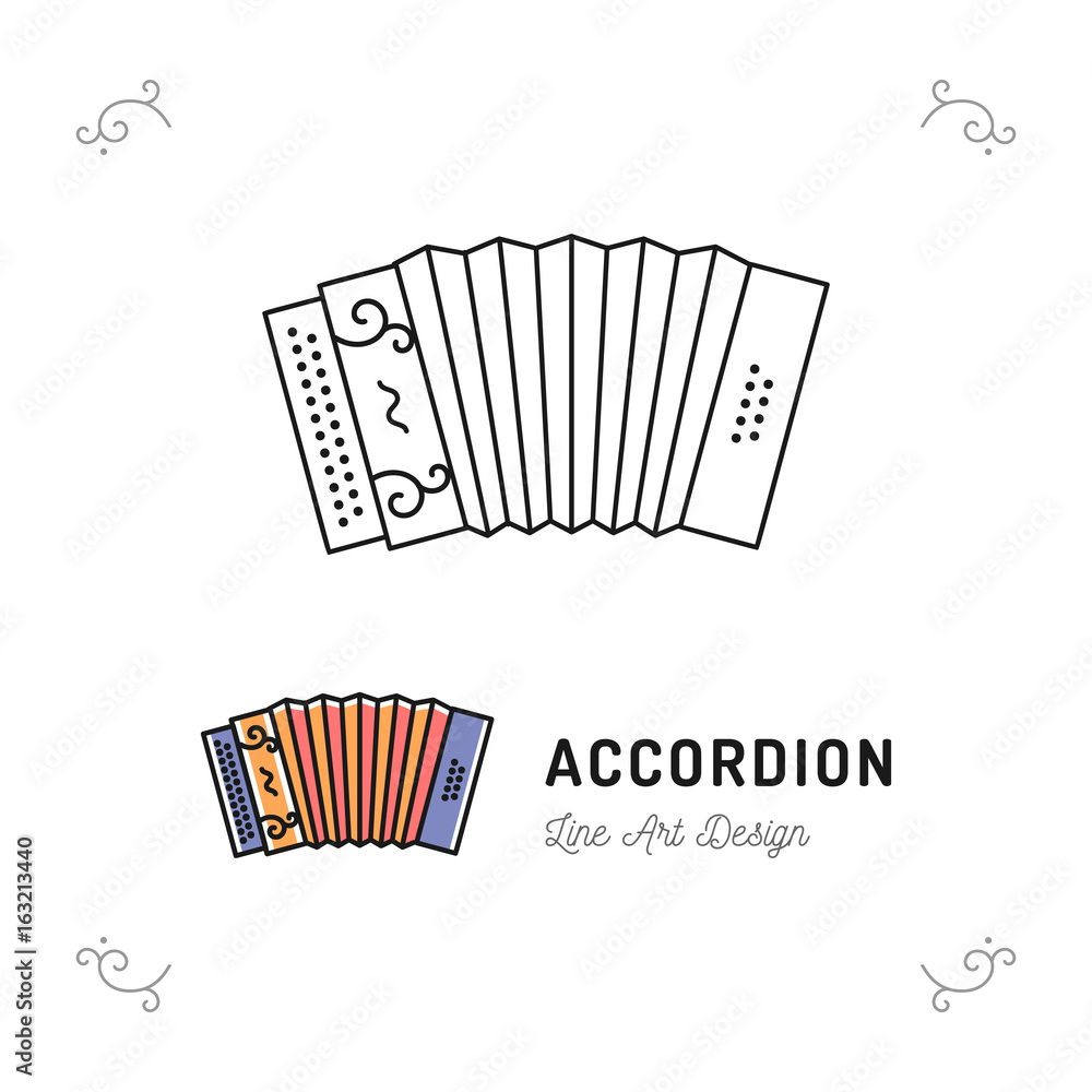 Accordion icon thin line art symbols, Accordions musical instruments ...