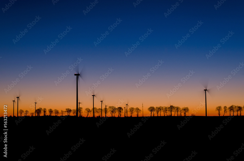 WIND FARM - Warm sunny sunrise on the wind farm