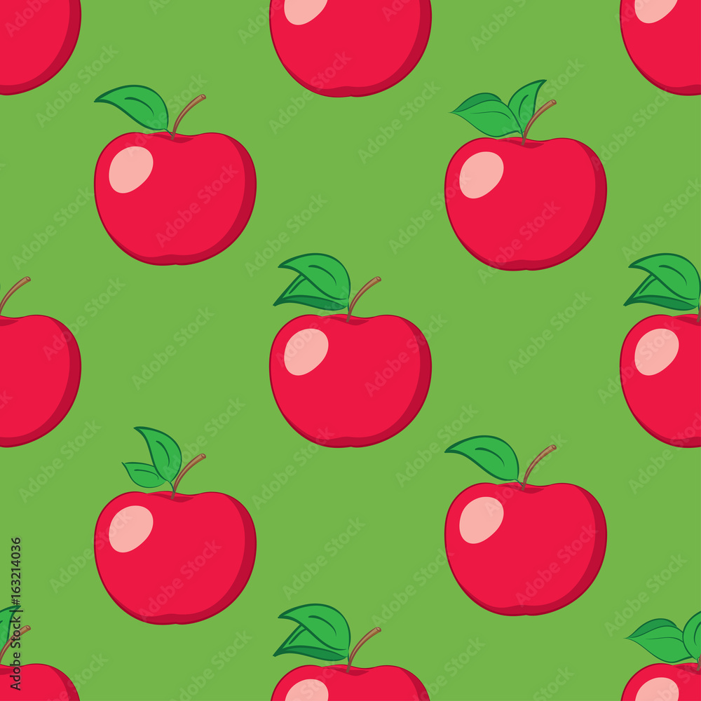 green seamless background with red apples - vector pattern green seamless background with red apples - vector pattern