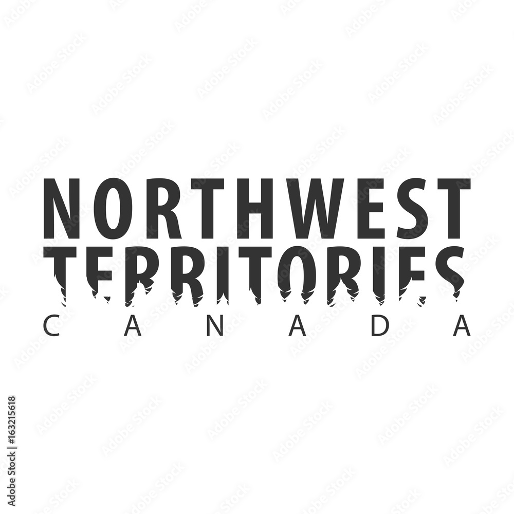Northwest Territories. Canada. Text or labels with silhouette of forest.
