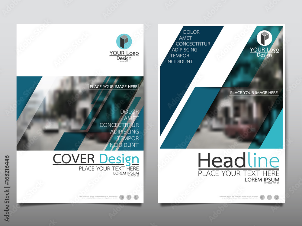 Naklejka premium Blue flyer cover business brochure vector design, Leaflet advertising abstract background, Modern poster magazine layout template, Annual report for presentation.
