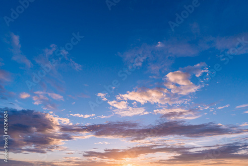 Beautiful Golden hour sunset sky over the sea at the beach Thailand. sunset sky at the beach for background.