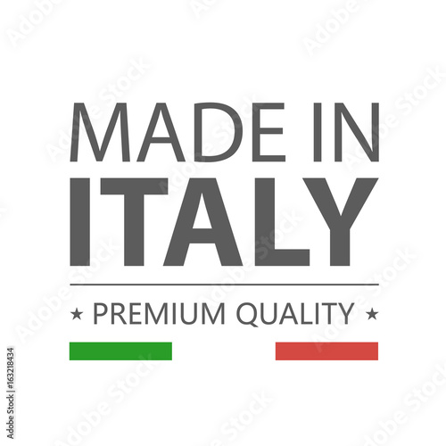 Icon. Made in Italy. Premium quality. Label with Italian flag. Vector illustration.
