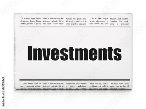 Currency concept: newspaper headline Investments