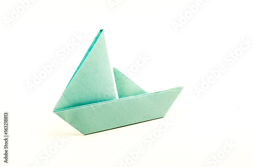 colorful paper origami boat or ship