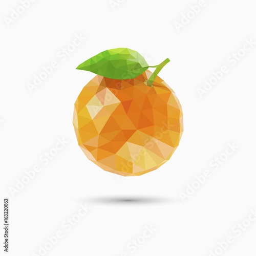 Orange fruit in polygonal style. Vector illustration