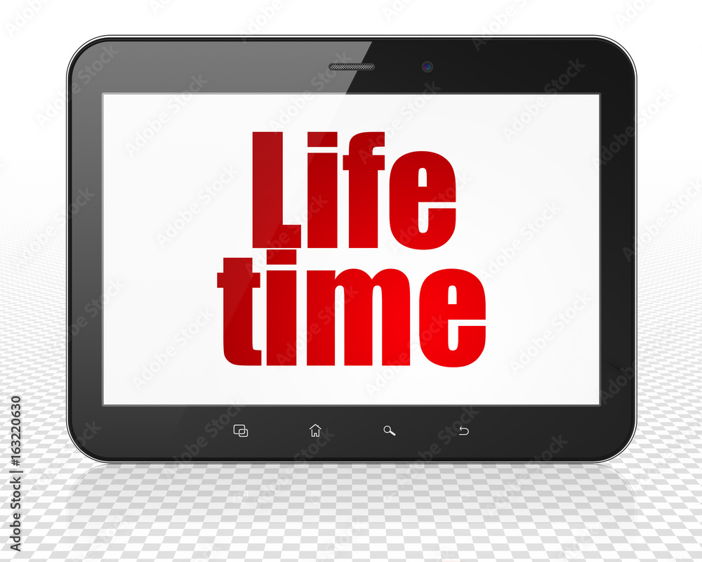 Timeline concept: Tablet Pc Computer with Life Time on display Timeline concept: Tablet Pc Computer with Life Time on display