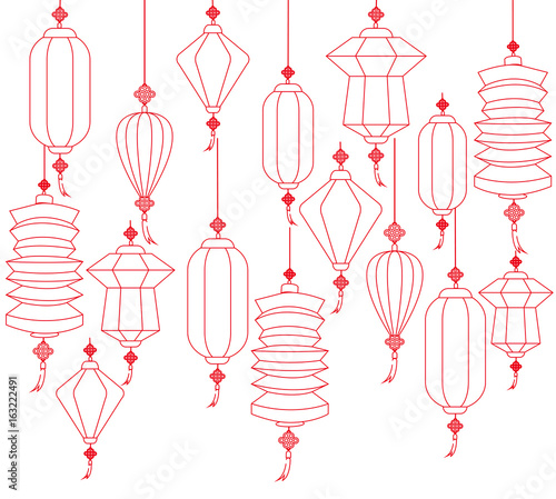 Chinese paper lanterns for mid autumn festival on a white background