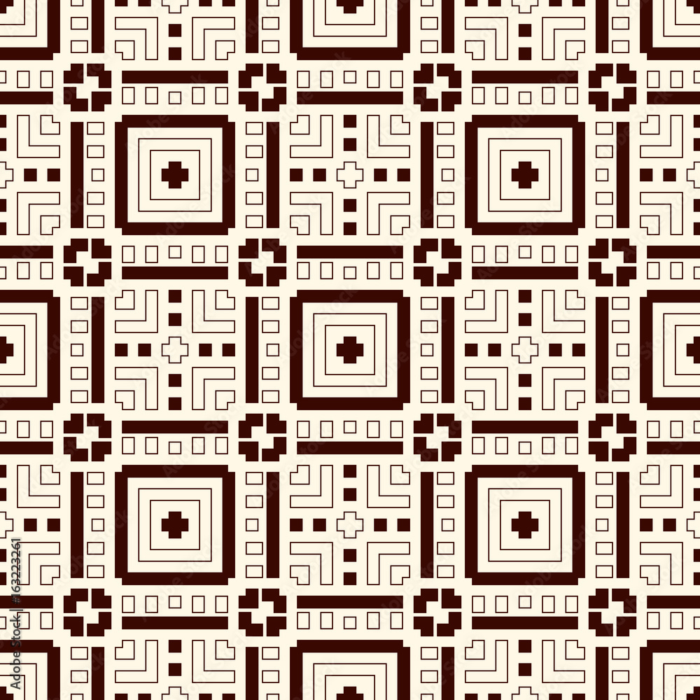Dashed lines abstract background. Outline seamless pattern with geometric embroidery motif. Simple symmetric ornament.