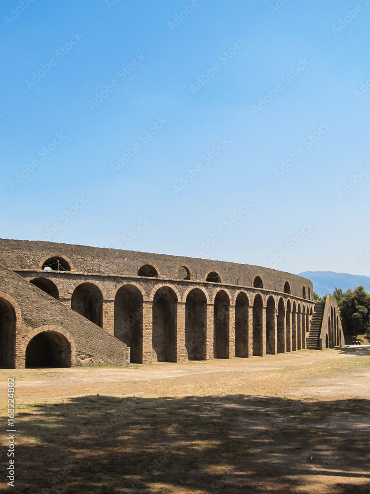 Details of the Amphitheatre of Pompeii, Italy