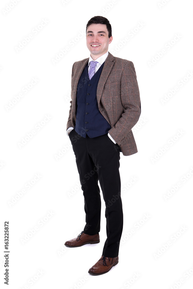 full length portrait of young handsome business man posing isolated on white full length portrait of young handsome business man posing isolated on white