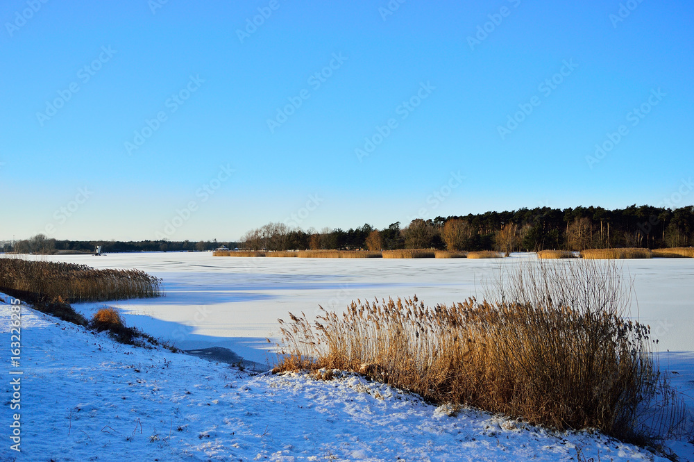 Ziowy krajobraz nad jeziorem