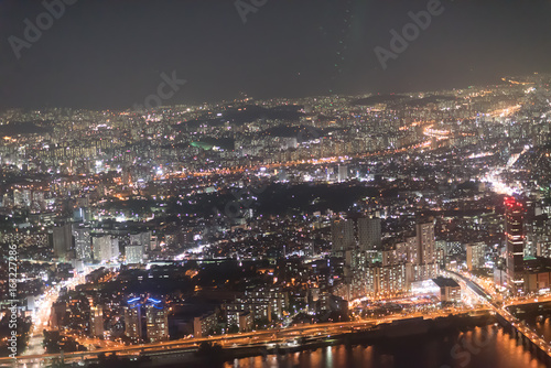 Night view of Seoul city, Korea at night from hight building