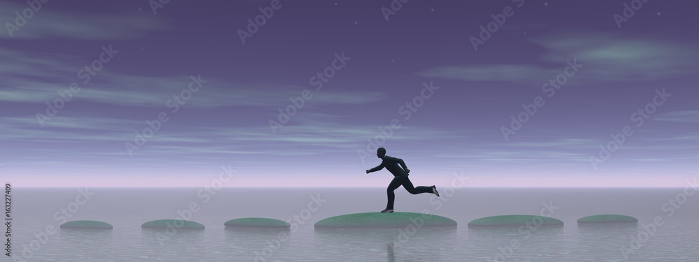 businessman that runs on steps - 3D rendering