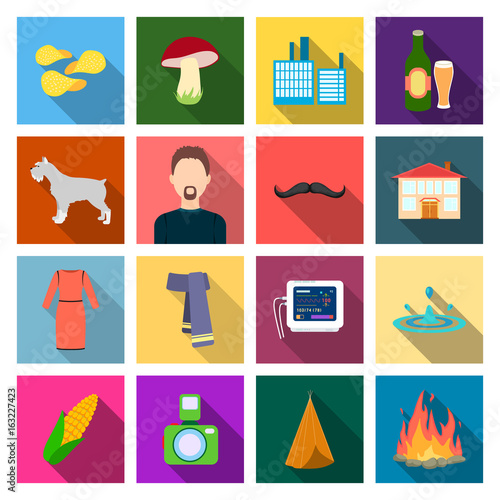 business, production, ecology and other web icon in flat style., fire, leisure, hobbies, icons in set collection.