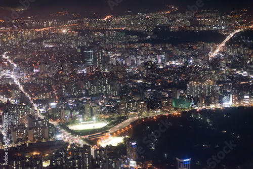 Night view of Seoul city  Korea at night from hight building