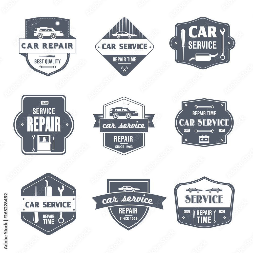Car Repair - vintage vector set of logos